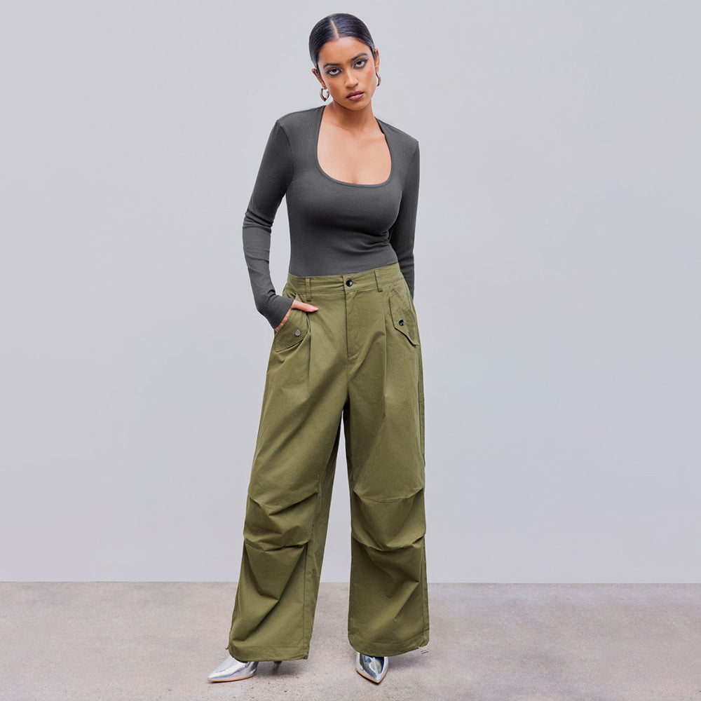 Simple Long Sleeve Bottoming Jumpsuit