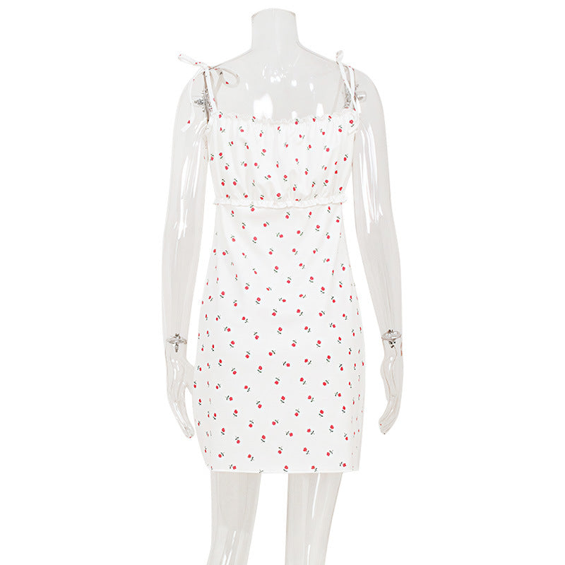 Floral Strap High-Waist Dress