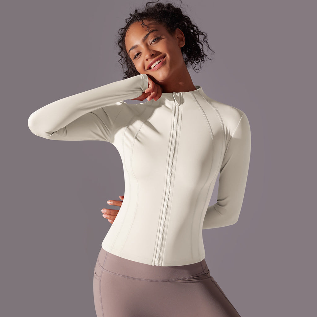 Outdoor Workout Clothes Sun Protection Tight Sports Running Fitness Top Yoga Clothes UV Protection Breathable Zipper Jacket