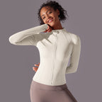 Outdoor Workout Clothes Sun Protection Tight Sports Running Fitness Top Yoga Clothes UV Protection Breathable Zipper Jacket