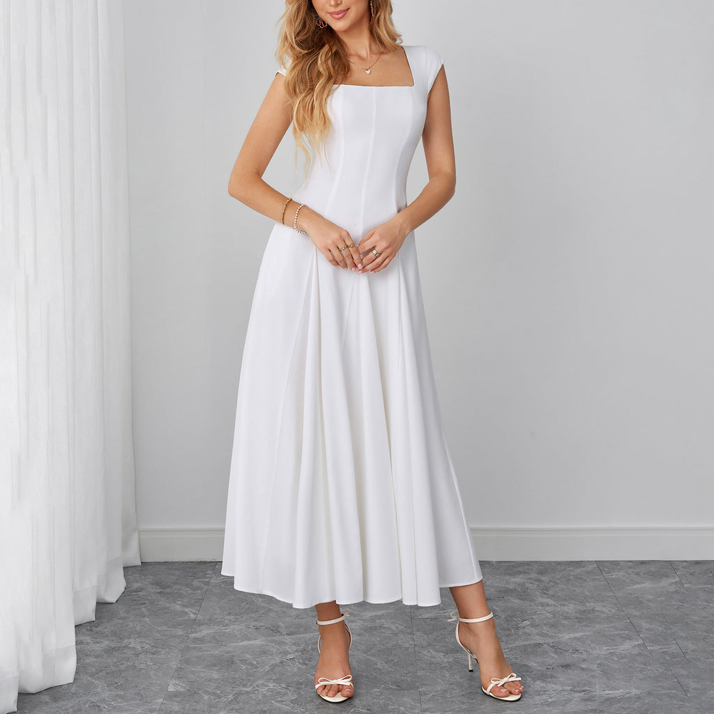 Women's Lace-Up Square-Neck Backless Maxi Dress