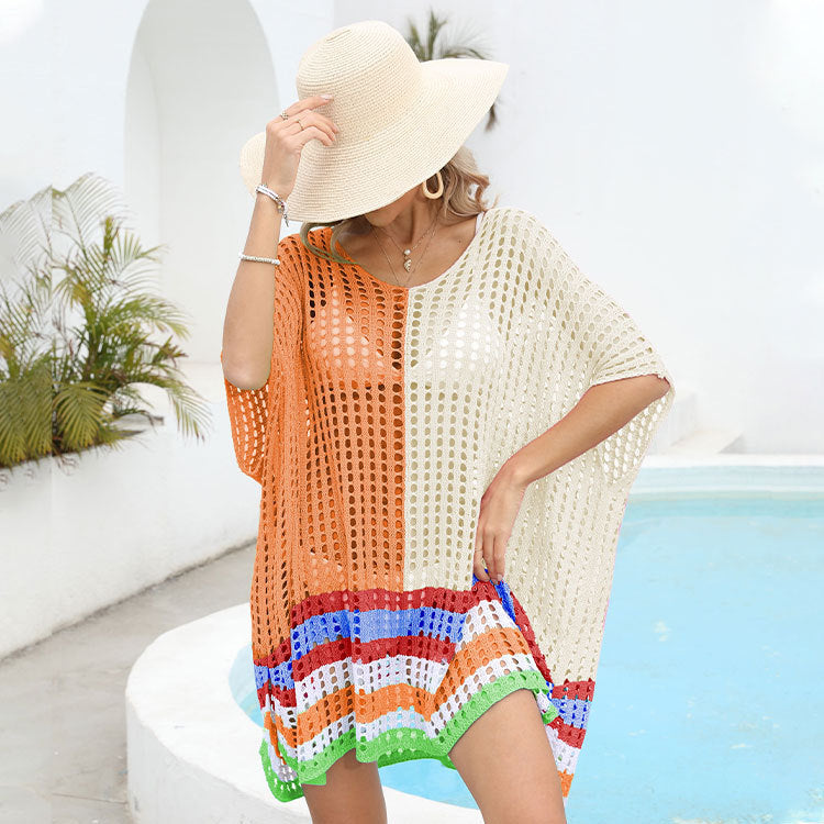 Patchwork Cutout Cover Up Swimwear