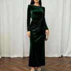 Women's Velvet Twisted-Waist Split Maxi Dress
