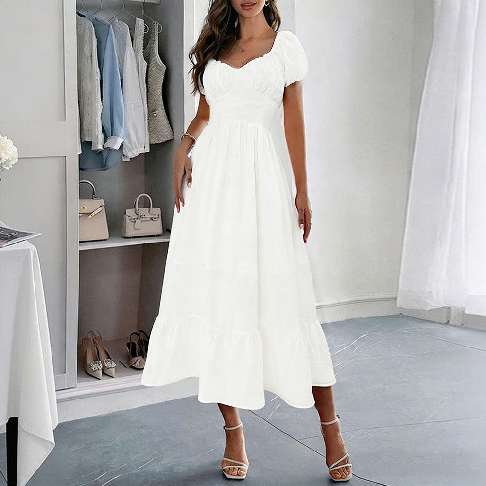 Bubble Waist Slimming A line Large Swing Mid Length Women Clothing