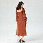 Women’s Square-Neck Slit Midi Dress