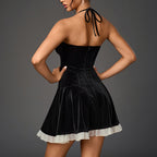 Velvet Corset Halter A-Line Mini Dress