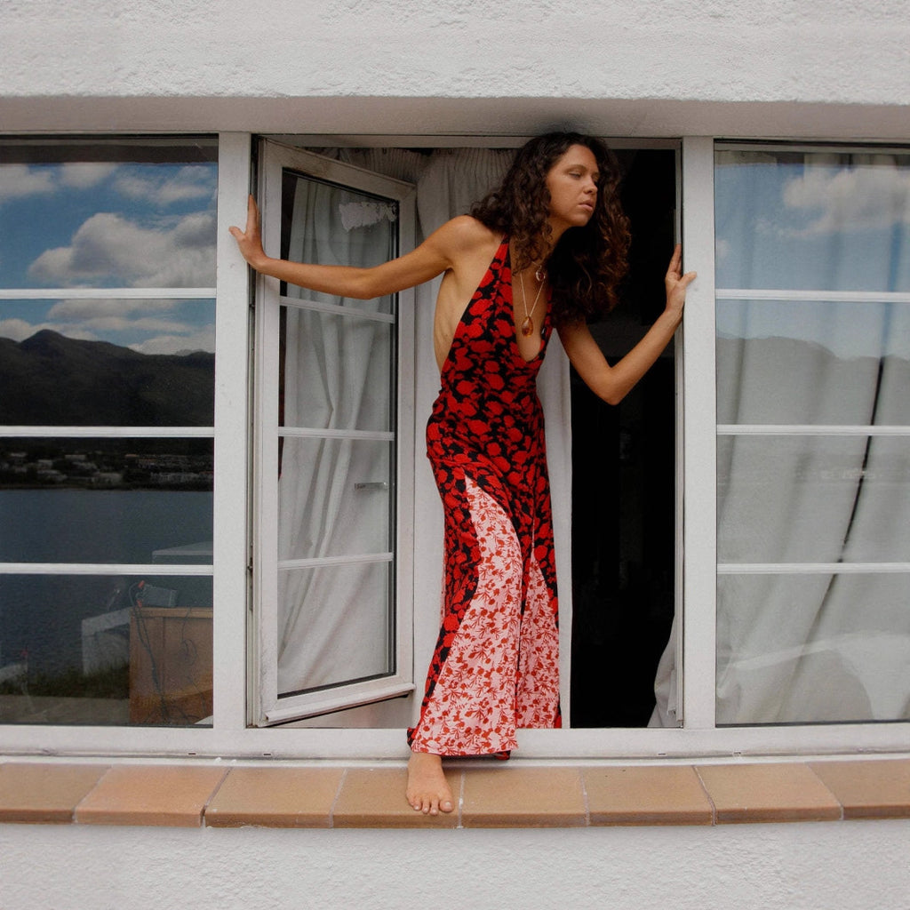 Women's Floral Halter Maxi Dress