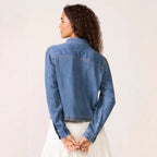 Women's Polo Collar V Neck Pullover Denim Shirt