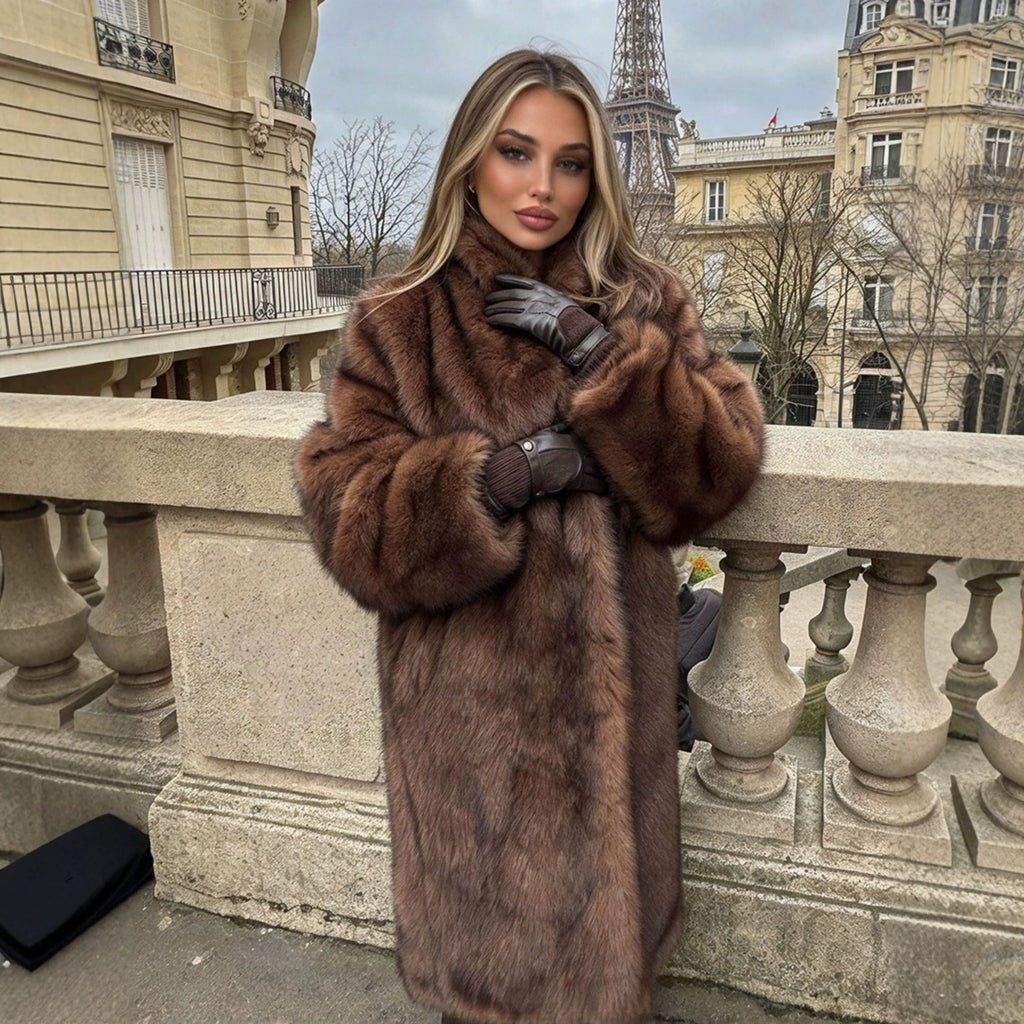 Women's Plush Faux-Fur Coat