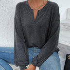 Women’s Gray Loose V Neck Office Top