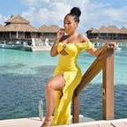 Women's Off-Shoulder Cutout Ruffle Dress