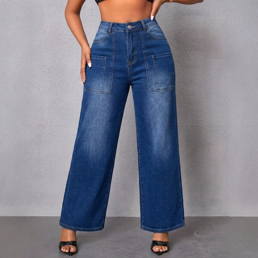 Women Clothing Retro Washed WL Jeans HW Loose Fitting Women