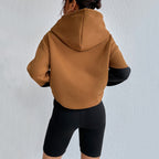 Loose Street Sweatshirt Contrast Color Hooded Long Sleeve Top