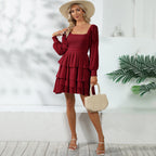 Double Sided Wear Vacation Tiered Dress Casual