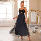 Mesh Sequin Camisole Evening Dress