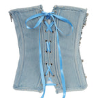 's Diamond Beaded Denim Tube Top Strapless Vest Lace Up Shaping