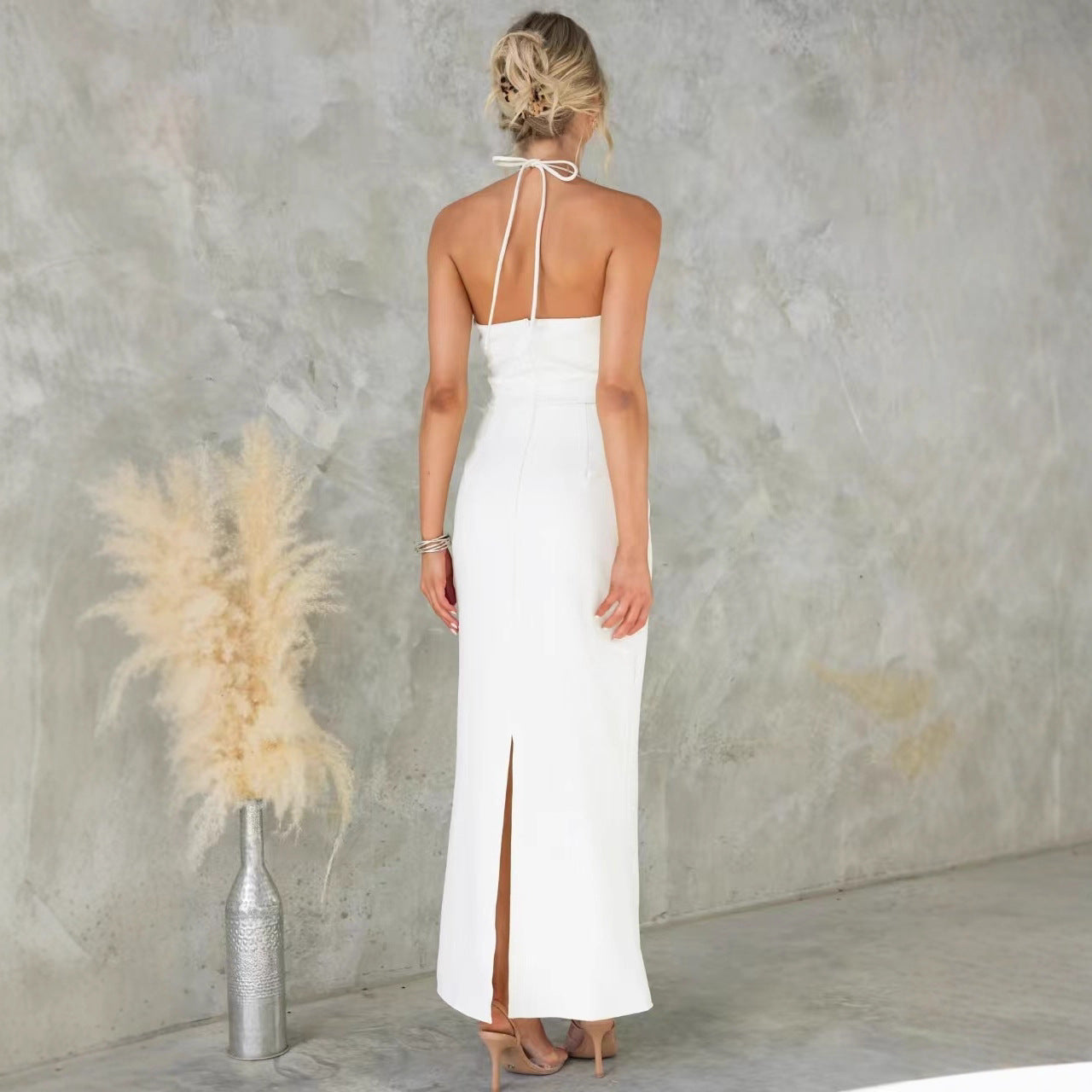 Women's Summer Sexy Hollow Out Cutout Backless Halter Elegant Dress