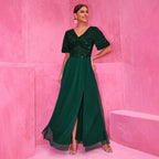 Sequined A-Line Tulle Evening Dress