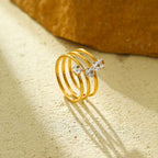 Women's Three Layer Zircon Ring