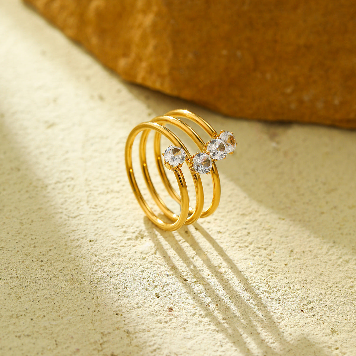 Women's Three Layer Zircon Ring