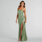 Women's Sequin Strap Backless High-Slit Dress