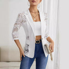 Solid Lace-Stitching Blazer