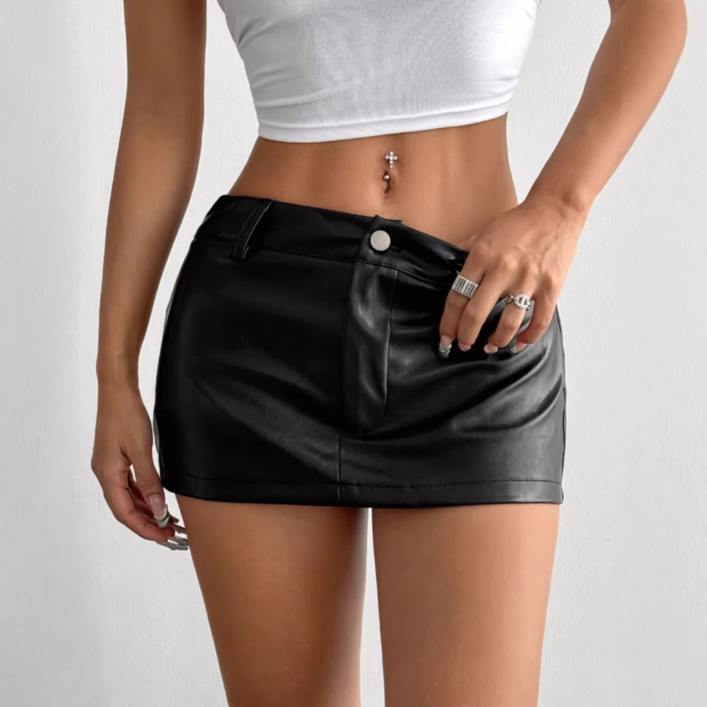 Black Faux Leather Sheath Shorts