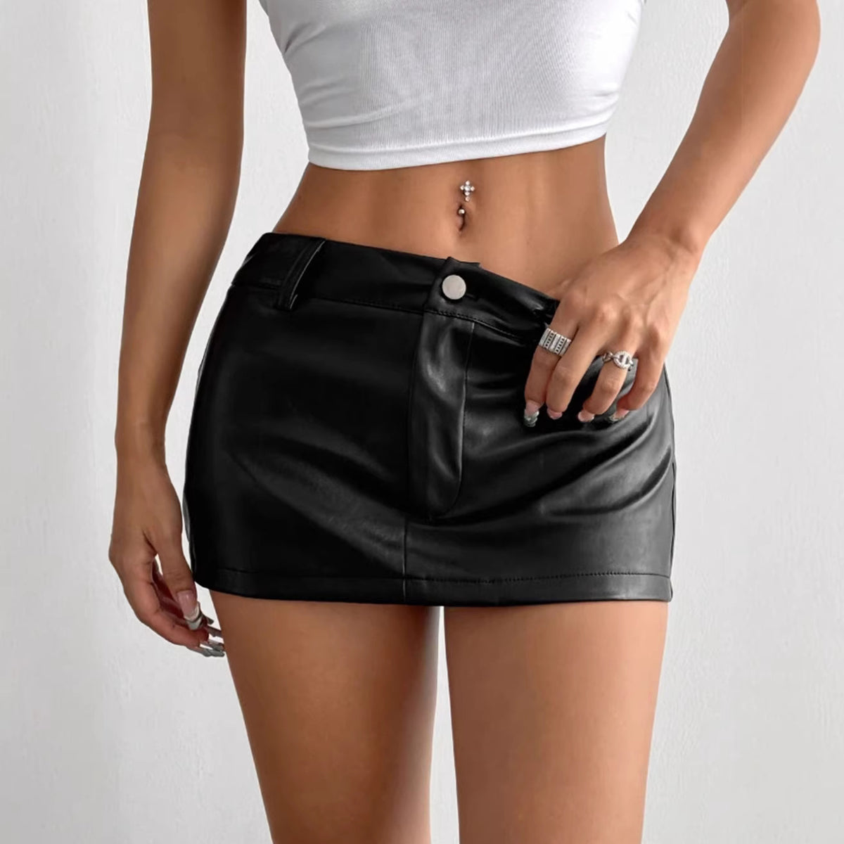 Black Faux Leather Sheath Shorts