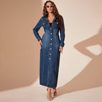 Button-Front Denim Coat Dress