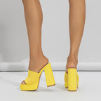 Women's Knitted Platform Chunky-Heel Slippers