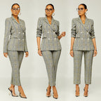 Spring Elegant Slim Plaid Business Suit