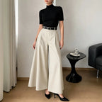 Minimalist Skinny A line High Waist Small Wide Leg Pants Large Swing Slimming Light Luxury Loose Casual Pants