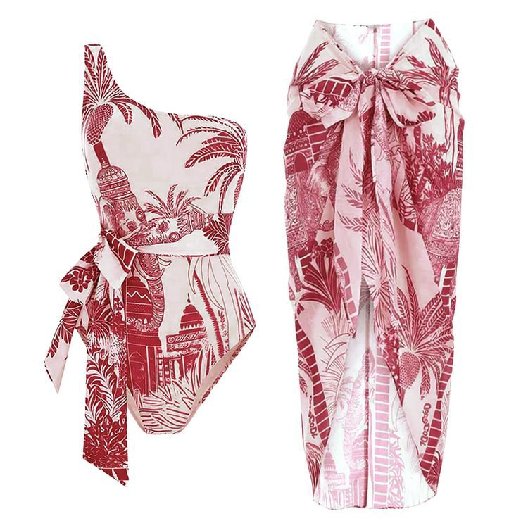 Slant Shoulder One-piece Swimwear