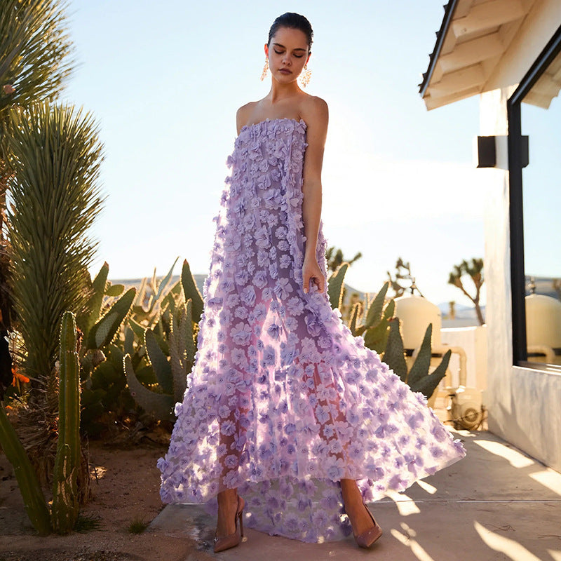 Women's Floral Strapless Maxi Dress
