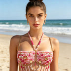 Women's Pink Crystal Chain Body Jewelry