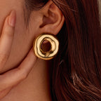 Women's Irregular Hollow Out Stainless Steel Stud Earrings