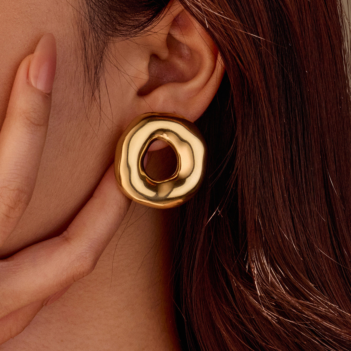 Women's Irregular Hollow Out Stainless Steel Stud Earrings