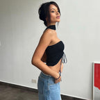 's Wrapped Chest Pleated Drawstring Tube Top Cool Top