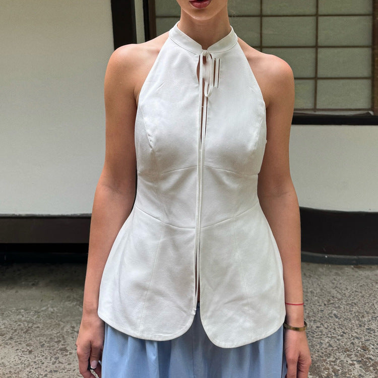 Women's Lace-Up Halter Vest Top
