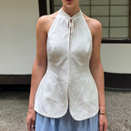 Women's Lace-Up Halter Vest Top
