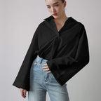 Women's French Simplicity Commuting Elegant Shirt Women Autumn Polo Collar Long Sleeve Single Breasted Loose Casual Top