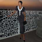Hepburn French Polka Dots Retro Printed Color Matching Dress Slim