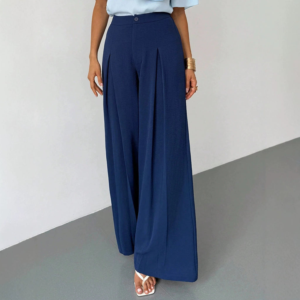 Commuting Figure Flattering Loose Mop Light Luxury Drooping Straight Pants A line High Waist Casual Small Wide Leg Pants