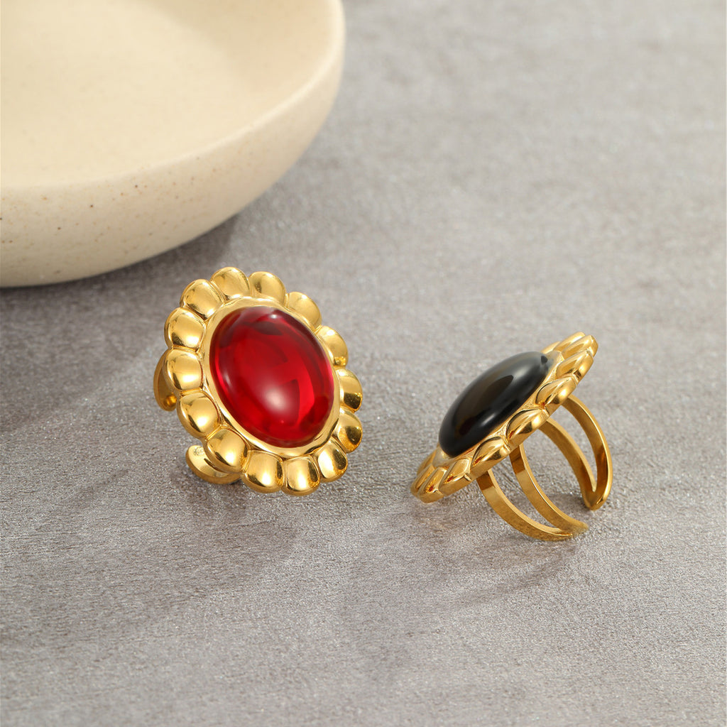 Agate Style Stainless Steel Ring