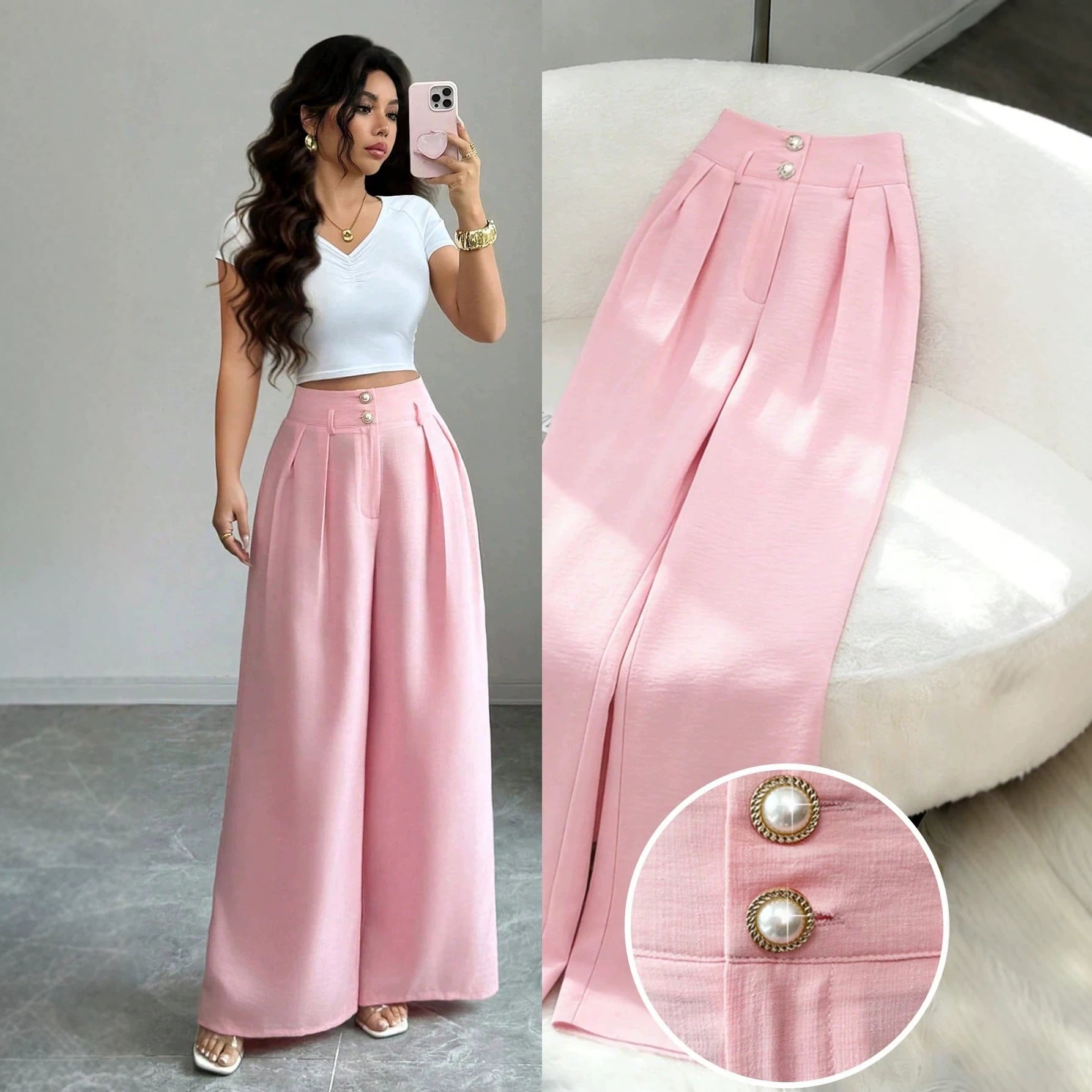 All Matching Slimming Light Luxury Design Loose Straight