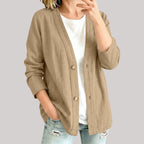 Spring Autumn Cotton Linen Casual Cardigan Long Sleeved