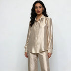 Women's Casual Loose Diamond-Studded Design Shirt For Women Spring Lazy Long Sleeve Top