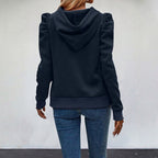 Autumn Winter Comfort Casual Pullover Puff Sleeve Solid