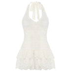 White Lace-Up Halter Top