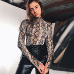Snakeskin Print Long Sleeve Bodysuit